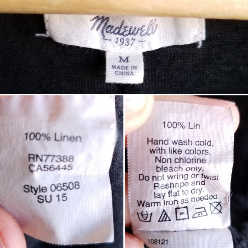 Madewell 100% Linen Muscle Tee Tank Top Crew Neck - Picture 6 of 8